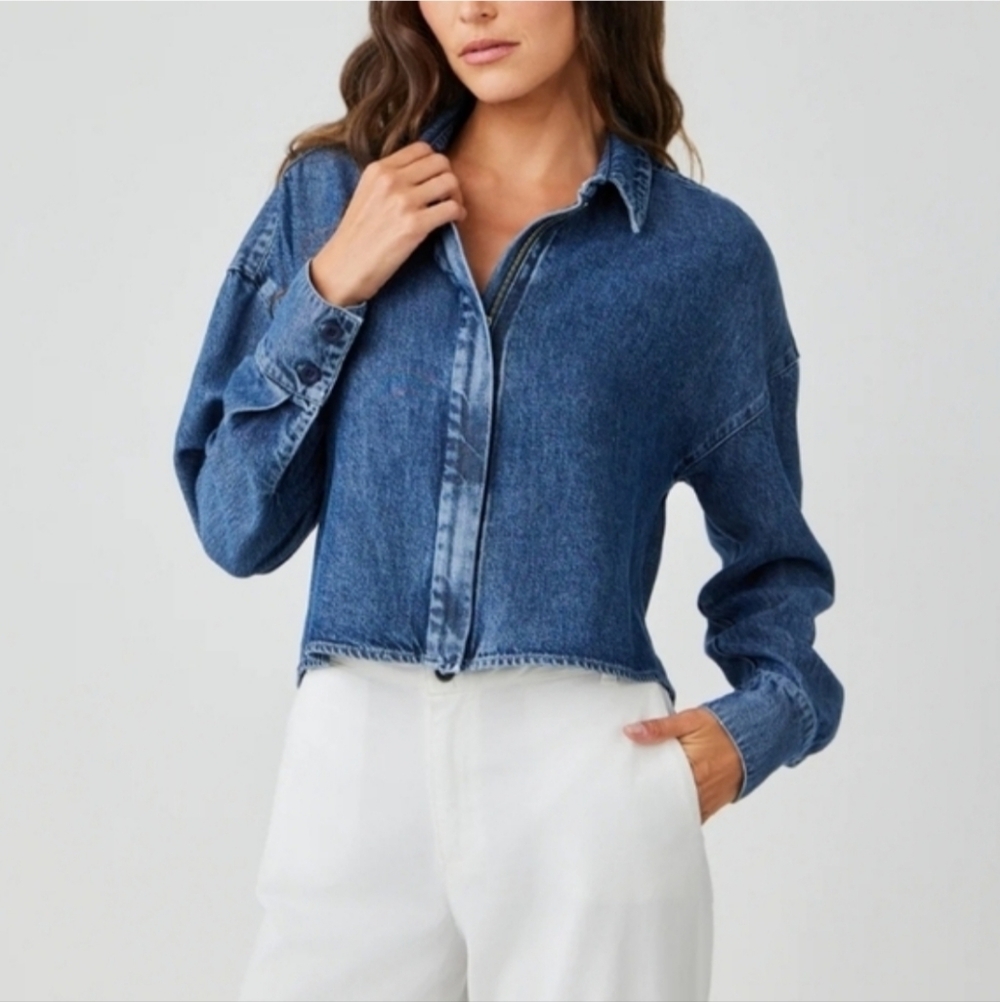 Bella Dahl Lyocell Zip Front Denim Jacket Medium